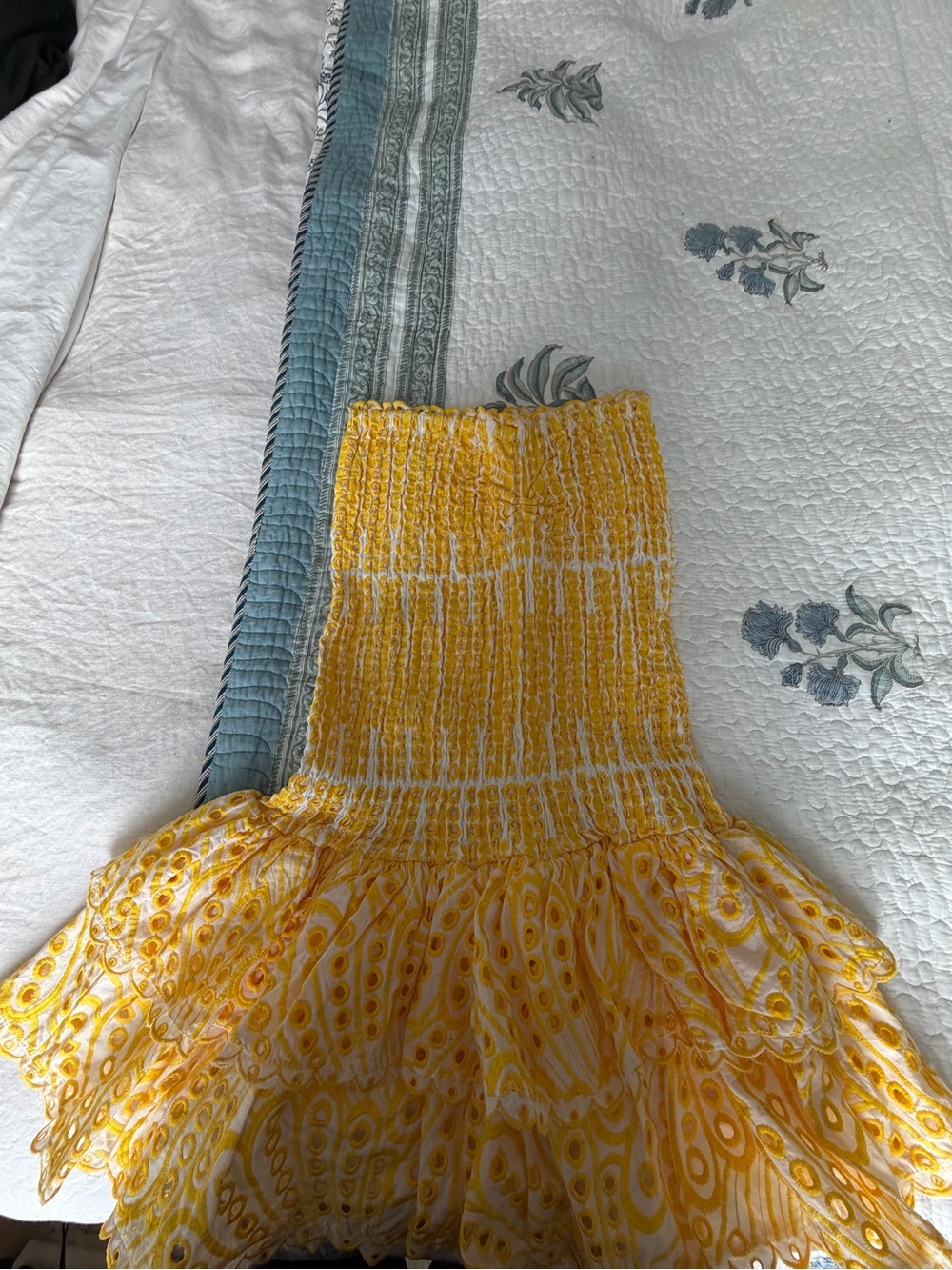 Girls Yellow Smocked Tiered Sundress
